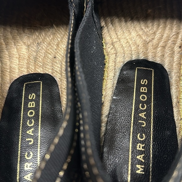 Marc Jacobs Sienna Black and Gold Canvas Espadrilles, 37 (US 7) NWOT - Picture 5 of 9